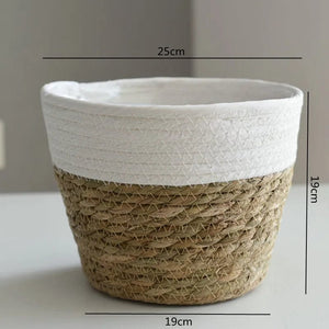 Planet Gates Straw Weaving Flower Plant Pot Basket Grass Planter Basket Indoor Outdoor Flower Pot Cover Plant Containers for Plantable Plants
