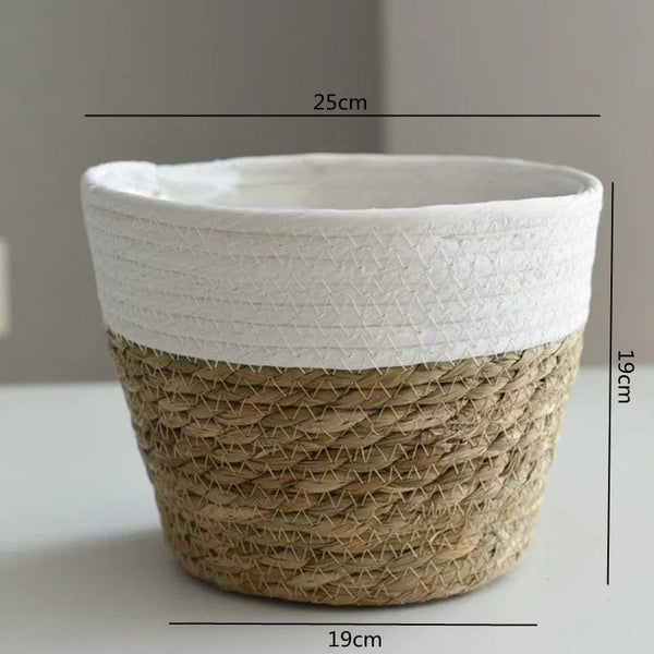 Planet Gates Straw Weaving Flower Plant Pot Basket Grass Planter Basket Indoor Outdoor Flower Pot Cover Plant Containers for Plantable Plants