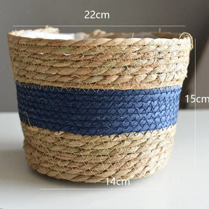 Planet Gates Straw Weaving Flower Plant Pot Basket Grass Planter Basket Indoor Outdoor Flower Pot Cover Plant Containers for Plantable Plants