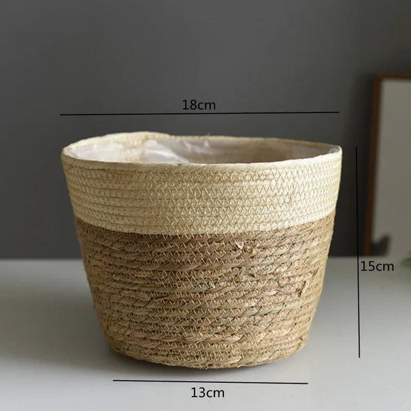 Planet Gates Straw Weaving Flower Plant Pot Basket Grass Planter Basket Indoor Outdoor Flower Pot Cover Plant Containers for Plantable Plants