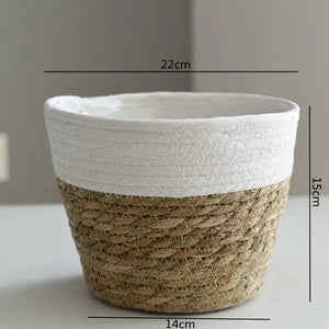 Planet Gates Straw Weaving Flower Plant Pot Basket Grass Planter Basket Indoor Outdoor Flower Pot Cover Plant Containers for Plantable Plants