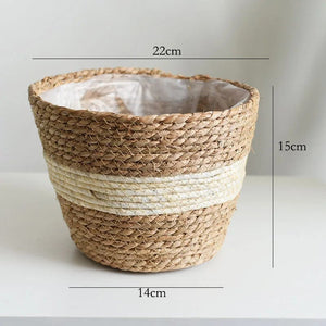 Planet Gates Straw Weaving Flower Plant Pot Basket Grass Planter Basket Indoor Outdoor Flower Pot Cover Plant Containers for Plantable Plants