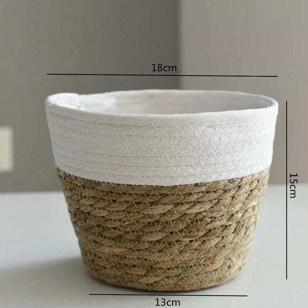 Planet Gates Straw Weaving Flower Plant Pot Basket Grass Planter Basket Indoor Outdoor Flower Pot Cover Plant Containers for Plantable Plants