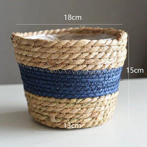 Planet Gates Straw Weaving Flower Plant Pot Basket Grass Planter Basket Indoor Outdoor Flower Pot Cover Plant Containers for Plantable Plants