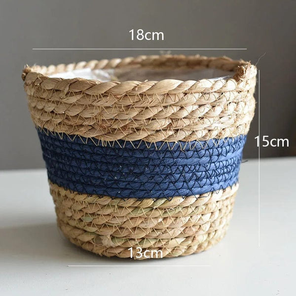 Planet Gates Straw Weaving Flower Plant Pot Basket Grass Planter Basket Indoor Outdoor Flower Pot Cover Plant Containers for Plantable Plants