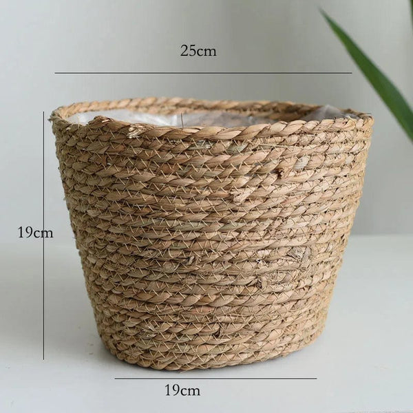 Planet Gates Straw Weaving Flower Plant Pot Basket Grass Planter Basket Indoor Outdoor Flower Pot Cover Plant Containers for Plantable Plants