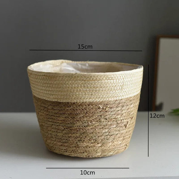 Planet Gates Straw Weaving Flower Plant Pot Basket Grass Planter Basket Indoor Outdoor Flower Pot Cover Plant Containers for Plantable Plants