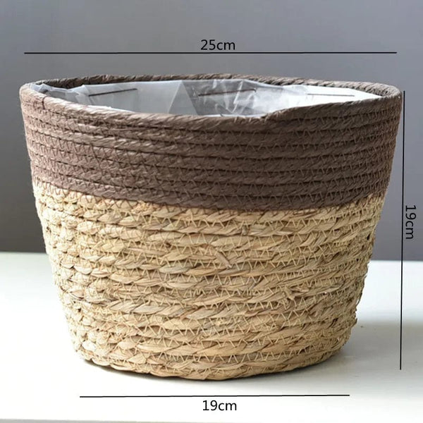 Planet Gates Straw Weaving Flower Plant Pot Basket Grass Planter Basket Indoor Outdoor Flower Pot Cover Plant Containers for Plantable Plants