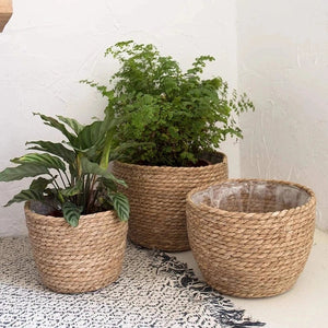 Planet Gates Straw Weaving Flower Plant Pot Basket Grass Planter Basket Indoor Outdoor Flower Pot Cover Plant Containers for Plantable Plants