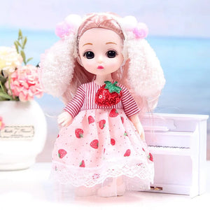 Planet Gates Strawberry rabbit Mini multi-joint Molly girl doll 17 cm changeable constant tide confused Barbie doll