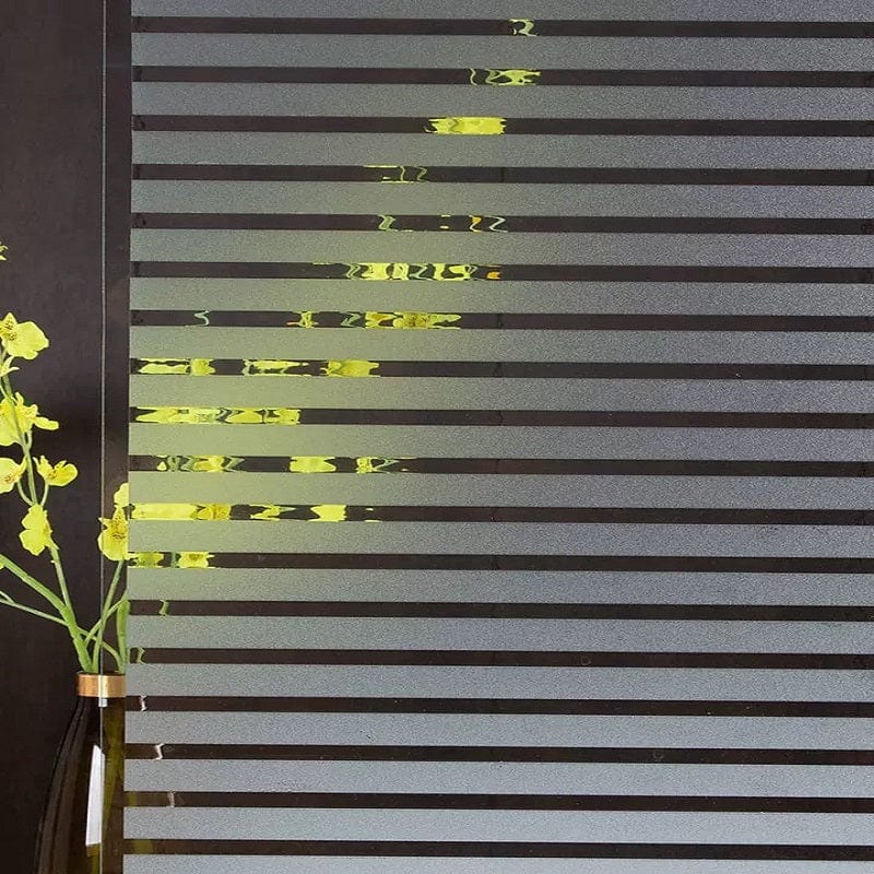 Planet Gates Striped, Frosted, Electrostatic Film Window Stickers