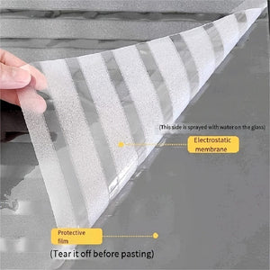 Planet Gates Striped, Frosted, Electrostatic Film Window Stickers