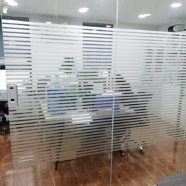 Planet Gates Striped, Frosted, Electrostatic Film Window Stickers