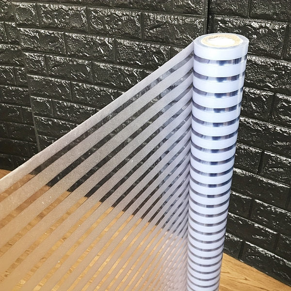 Planet Gates Striped, Frosted, Electrostatic Film Window Stickers