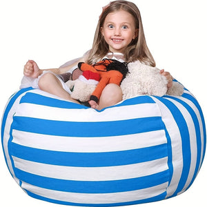 Planet Gates Stuffed Animal Storage Bean Bag Chair Cover For Kids | Stuffable Zipper Beanbag For Organizing Children Plush Toys Large Premium Cotton Canvas