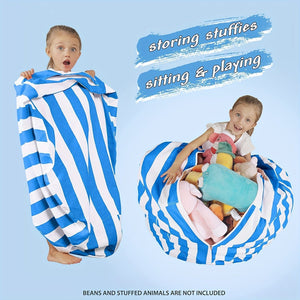 Planet Gates Stuffed Animal Storage Bean Bag Chair Cover For Kids | Stuffable Zipper Beanbag For Organizing Children Plush Toys Large Premium Cotton Canvas