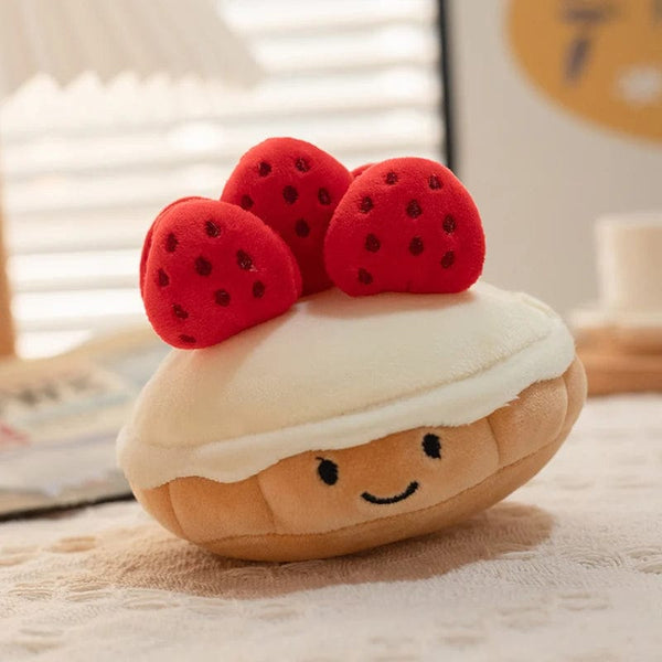 Planet Gates Stuffed Cake Plushie Strawberry Fruit Muffin Shape Plush Toys Cute Face Cream Snack Parsty Decor Party Gift Toys for Kids Birth
