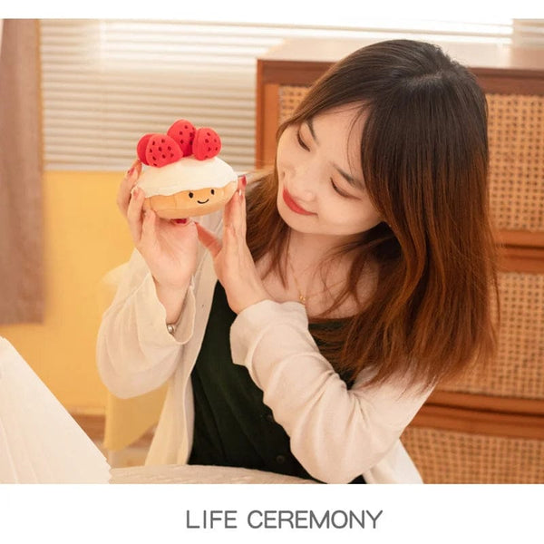 Planet Gates Stuffed Cake Plushie Strawberry Fruit Muffin Shape Plush Toys Cute Face Cream Snack Parsty Decor Party Gift Toys for Kids Birth