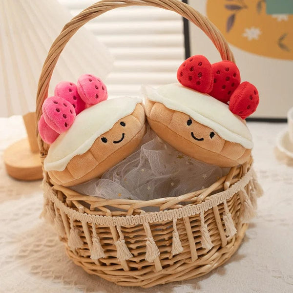 Planet Gates Stuffed Cake Plushie Strawberry Fruit Muffin Shape Plush Toys Cute Face Cream Snack Parsty Decor Party Gift Toys for Kids Birth