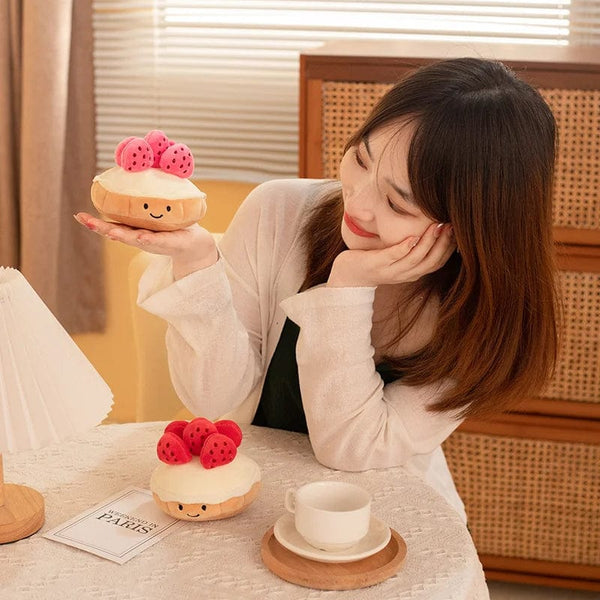 Planet Gates Stuffed Cake Plushie Strawberry Fruit Muffin Shape Plush Toys Cute Face Cream Snack Parsty Decor Party Gift Toys for Kids Birth