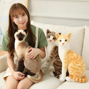 Planet Gates Stuffed Lifelike Siamese Cats Plush Toy simulation American Shorthair Cute Cat Doll Pet Toys Home Decor Gift For Girls birthday