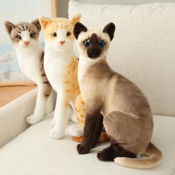 Planet Gates Stuffed Lifelike Siamese Cats Plush Toy simulation American Shorthair Cute Cat Doll Pet Toys Home Decor Gift For Girls birthday