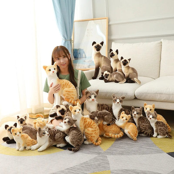 Planet Gates Stuffed Lifelike Siamese Cats Plush Toy simulation American Shorthair Cute Cat Doll Pet Toys Home Decor Gift For Girls birthday