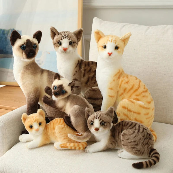 Planet Gates Stuffed Lifelike Siamese Cats Plush Toy simulation American Shorthair Cute Cat Doll Pet Toys Home Decor Gift For Girls birthday