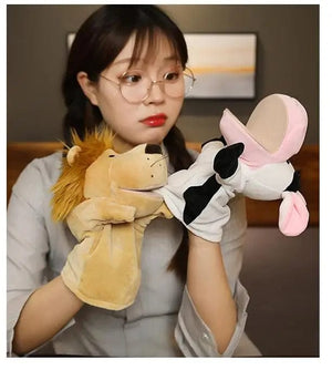 Planet Gates Stuffed Plush Animals Toys Hand Finger Story Puppet Kawaii Dolls Educational Baby Toys Lion Elephant Bunny Monkey Children GIft