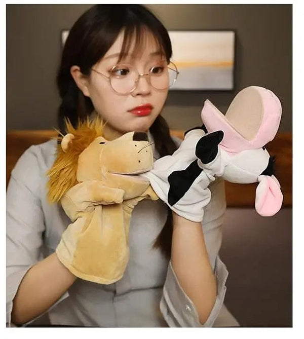Planet Gates Stuffed Plush Animals Toys Hand Finger Story Puppet Kawaii Dolls Educational Baby Toys Lion Elephant Bunny Monkey Children GIft