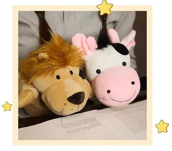 Planet Gates Stuffed Plush Animals Toys Hand Finger Story Puppet Kawaii Dolls Educational Baby Toys Lion Elephant Bunny Monkey Children GIft