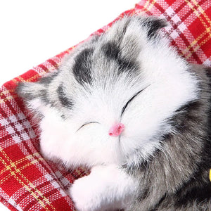 Planet Gates Stuffed Toys Lovely Simulation Animal Doll Plush Sleeping Cats Toy with Sound Kids Toy Decorations Birthday Gift For Children