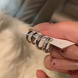 Planet Gates style 01-4Pcs 4Pcs/set Stainless Steel Aesthetic Zircon Crystal Hoop Earrings for Women Egirl New Y2K 2000S Cool Daily Wear Jewelry Accessorie