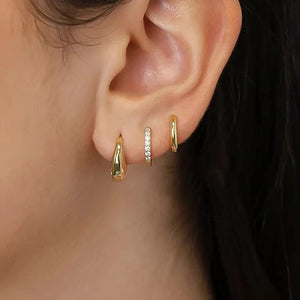 Planet Gates style 03 6Pcs Trendy Stainless Steel Minimalist Hoop Earrings for Women Crystal Zirconia Huggie Circle Punk Earrings Piercing Jewelry