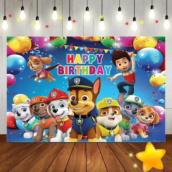 Planet Gates style-1 / 150x90cm Paw Patrol Birthday Backdrop Decoration Kids Girs Boy Party Photography Background Puppy Event Banner Poster Photo Studio Props