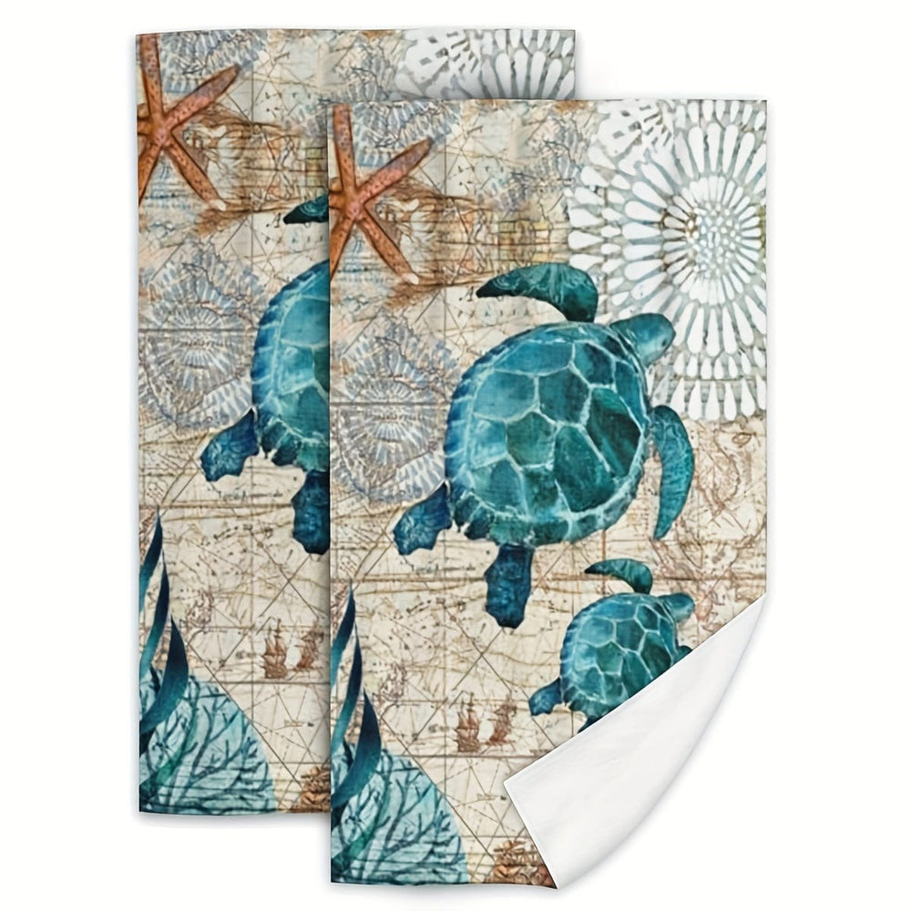 Planet Gates Style 1 / 24x16inch（60cmx40cm） 2pcs, Hand Towels, Sea Turtle Marine Theme Dish Towels, Absorbent Soft Kitchen Towels, Colorful Printed Decorative Dishcloth For Kitchen, Room Decor, Kitchen Supplies