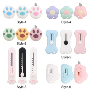 Planet Gates Style 5-color random Mini Utility Knife Cute Box Cutter Retractable Letter Opener Portable Carton Opener Paper Cutting Tool School Office Supplies