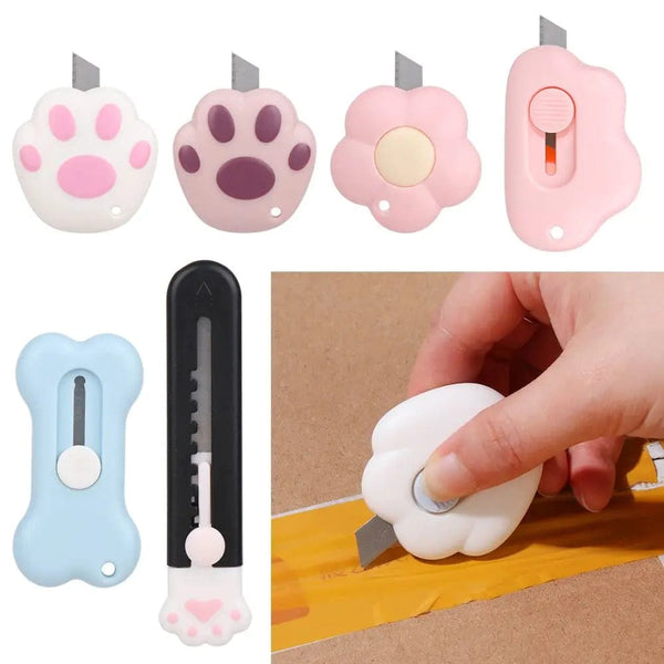 Planet Gates Style 5-color random Mini Utility Knife Cute Box Cutter Retractable Letter Opener Portable Carton Opener Paper Cutting Tool School Office Supplies