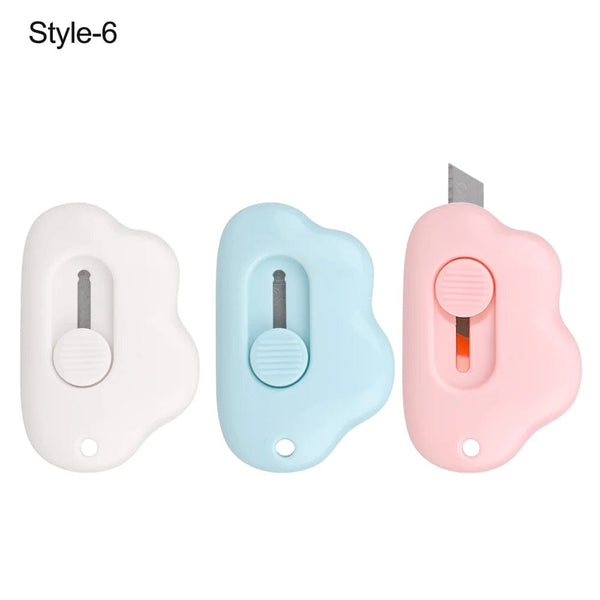 Planet Gates Style 5-color random Mini Utility Knife Cute Box Cutter Retractable Letter Opener Portable Carton Opener Paper Cutting Tool School Office Supplies