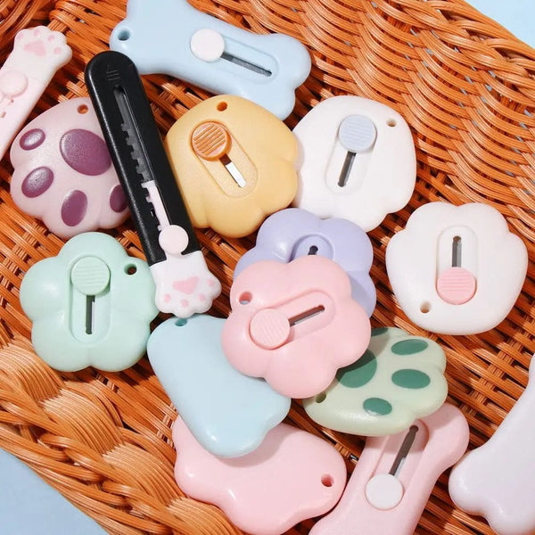 Planet Gates Style 5-color random Mini Utility Knife Cute Box Cutter Retractable Letter Opener Portable Carton Opener Paper Cutting Tool School Office Supplies