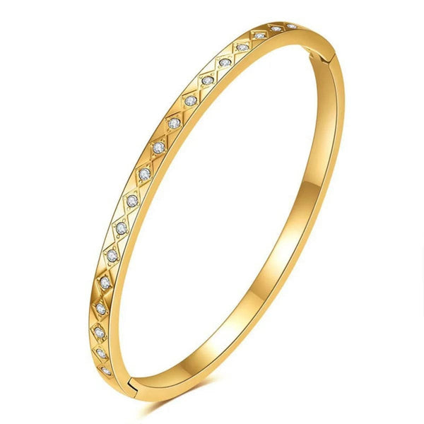 Planet Gates style A 1 Pc Vintage Elegant 18K Gold Plated Stainless Steel Zircon Stars Bracelet for Women Fashion Wedding Jewelry Gift---A674