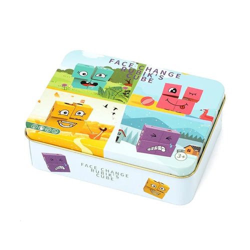 Planet Gates Style A 1 Set Emotions Expression Wooden Cube Face Change Building Blocks Parent-Child Interactive Games Montessori Toys