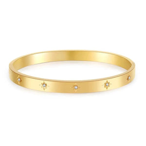 Planet Gates style B 1 Pc Vintage Elegant 18K Gold Plated Stainless Steel Zircon Stars Bracelet for Women Fashion Wedding Jewelry Gift---A674