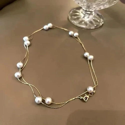 Planet Gates Style B French Elegant Romantic Mixed Color Pearl Beaded Necklace 2024 Fashion Jewelry Sweet Accessories for Women's Collarbone Chain