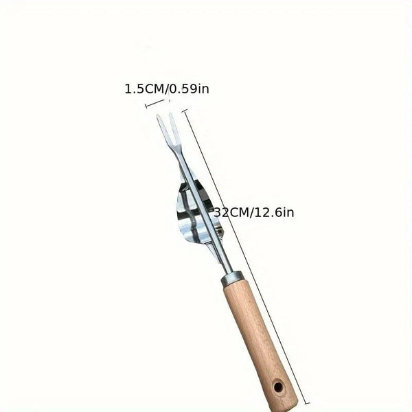 Planet Gates Style B Stainless Steel Wood Handle Garden Weeder Hand Weeding Removal Cutter Puller Tools Multifunction Weeder Transplant Garden Tools