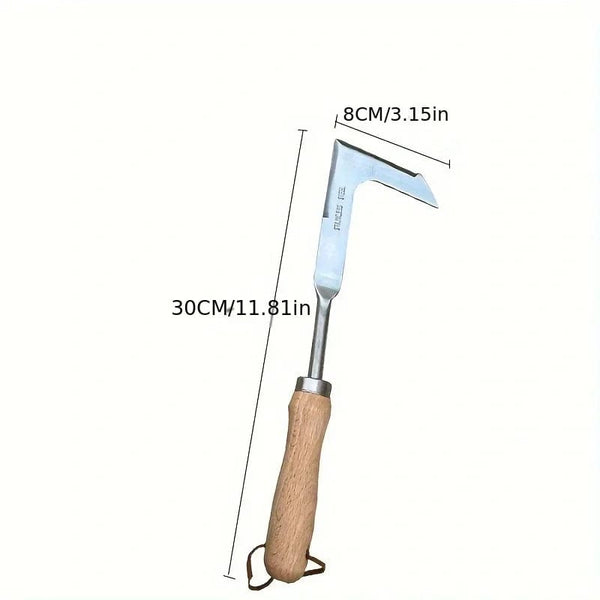 Planet Gates Style C Stainless Steel Wood Handle Garden Weeder Hand Weeding Removal Cutter Puller Tools Multifunction Weeder Transplant Garden Tools
