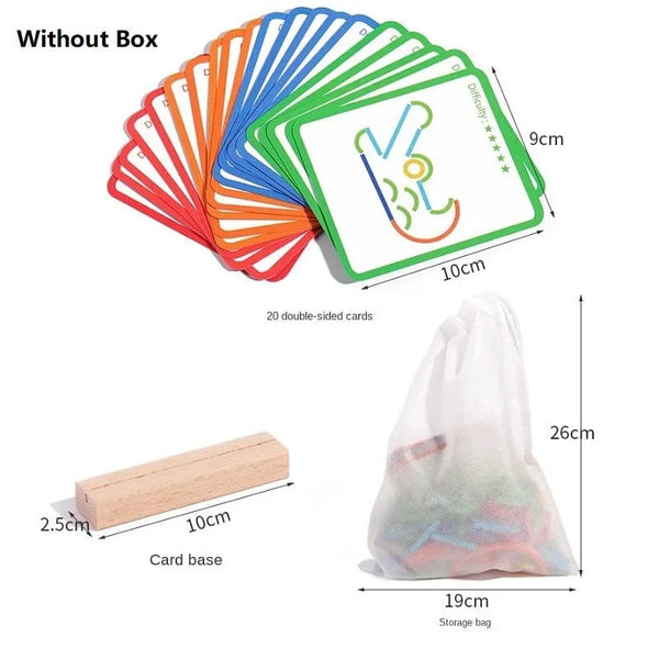 Planet Gates Style D Kids Montessori Toy Colorful Wood Sticks Puzzle Logical Thinking Challenge Intelligence Games Children Educational Wooden Toys