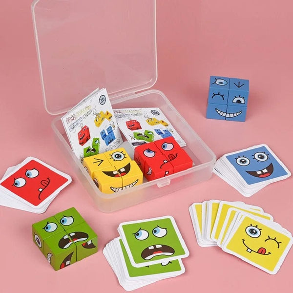 Planet Gates Style E 1 Set Emotions Expression Wooden Cube Face Change Building Blocks Parent-Child Interactive Games Montessori Toys
