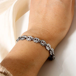 Planet Gates Style1-18.5cm long 304 Stainless Steel Link Chain Men Bracelets Silver Color Men'S Cuff Wristband Metal Bracelet For Women Punk Gift No Fade1Piece