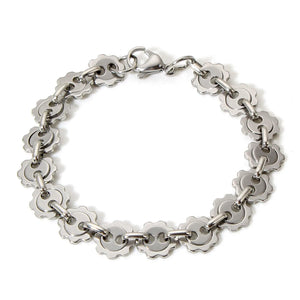 Planet Gates Style1-18.5cm long 304 Stainless Steel Link Chain Men Bracelets Silver Color Men'S Cuff Wristband Metal Bracelet For Women Punk Gift No Fade1Piece